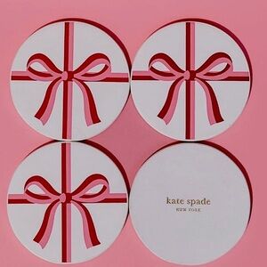 Kate Spade 4 Coasters candy bow round coasters set of 4 NWT